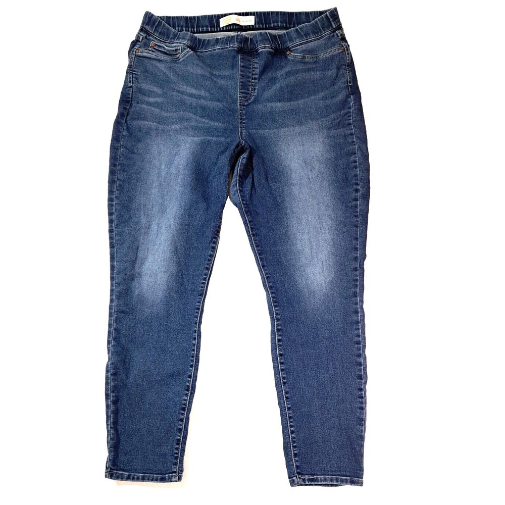 Signature by Levi Strauss Women Stretch Pull On Skinny Jeans Medium Wash 35 x 30